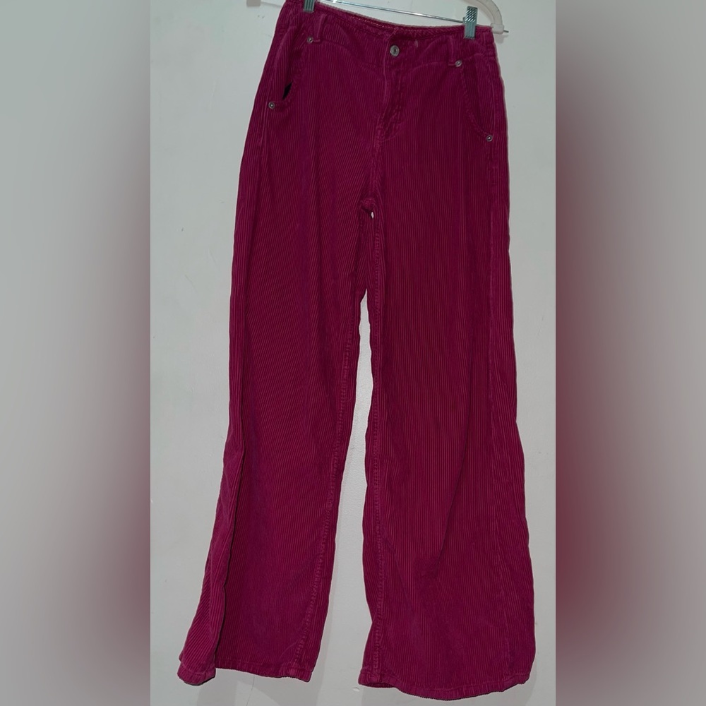 We The FreeThe Harlow  Rasberry Mid-Rise Wide Leg Corduroy Pants